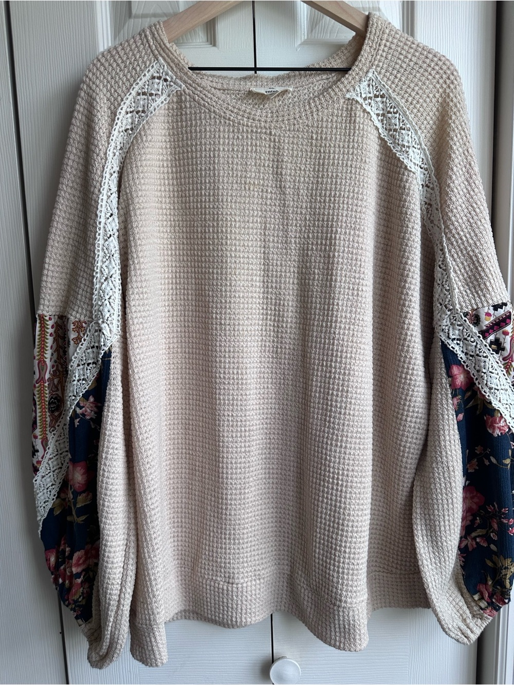entro Tan Waffle Knit Boho Top